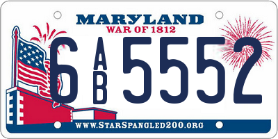 MD license plate 6AB5552