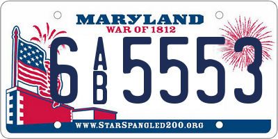 MD license plate 6AB5553