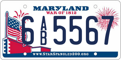 MD license plate 6AB5567