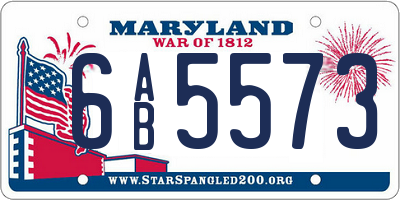 MD license plate 6AB5573