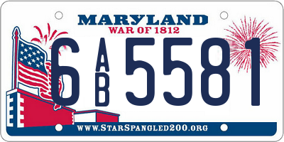 MD license plate 6AB5581