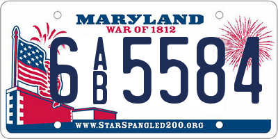 MD license plate 6AB5584