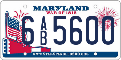 MD license plate 6AB5600