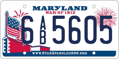 MD license plate 6AB5605