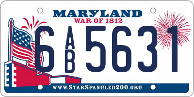 MD license plate 6AB5631