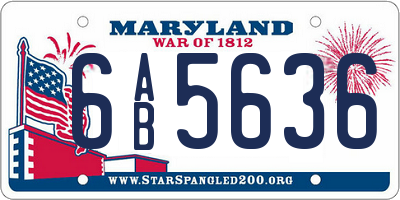 MD license plate 6AB5636