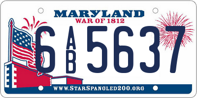MD license plate 6AB5637