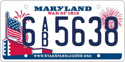 MD license plate 6AB5638