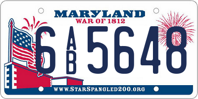 MD license plate 6AB5648