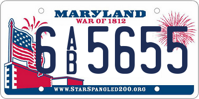 MD license plate 6AB5655
