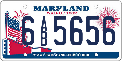 MD license plate 6AB5656