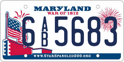 MD license plate 6AB5683