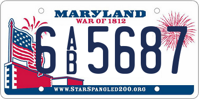 MD license plate 6AB5687