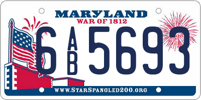 MD license plate 6AB5693