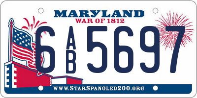 MD license plate 6AB5697
