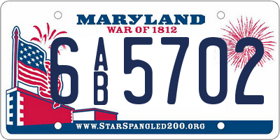 MD license plate 6AB5702