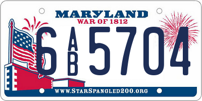 MD license plate 6AB5704