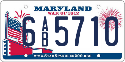 MD license plate 6AB5710