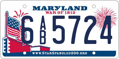 MD license plate 6AB5724