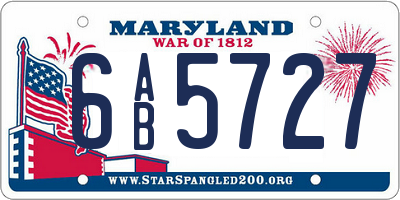 MD license plate 6AB5727