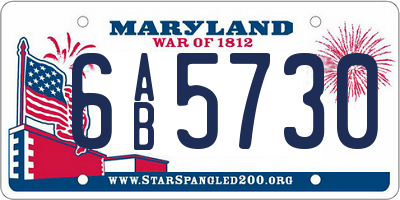MD license plate 6AB5730