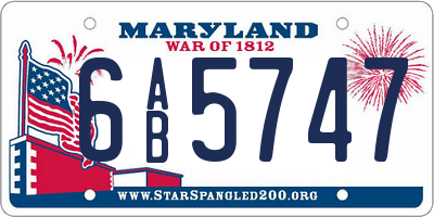 MD license plate 6AB5747