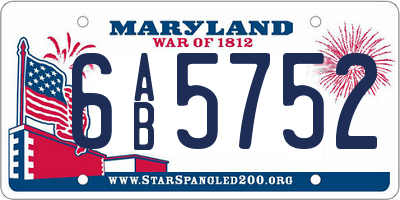 MD license plate 6AB5752