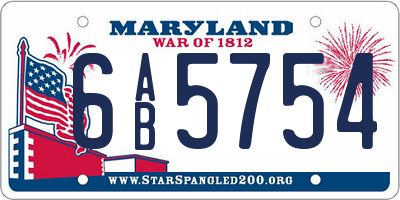 MD license plate 6AB5754