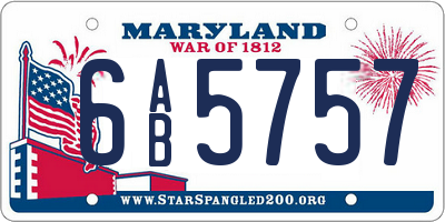 MD license plate 6AB5757