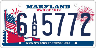MD license plate 6AB5772