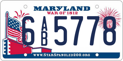 MD license plate 6AB5778