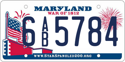 MD license plate 6AB5784