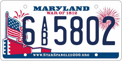 MD license plate 6AB5802