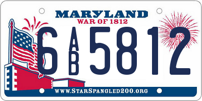 MD license plate 6AB5812