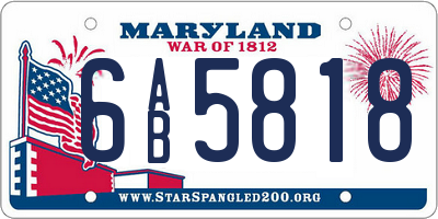 MD license plate 6AB5818