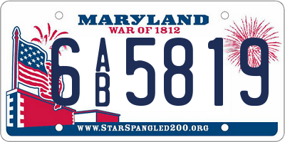 MD license plate 6AB5819