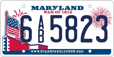 MD license plate 6AB5823