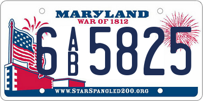 MD license plate 6AB5825