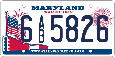 MD license plate 6AB5826