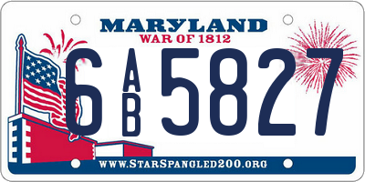 MD license plate 6AB5827