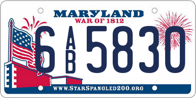 MD license plate 6AB5830