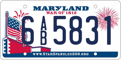 MD license plate 6AB5831