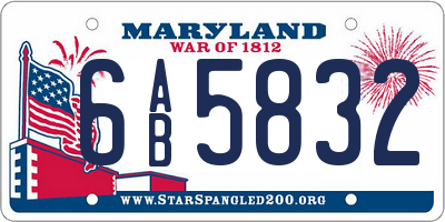 MD license plate 6AB5832