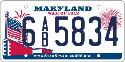 MD license plate 6AB5834