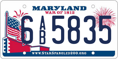 MD license plate 6AB5835