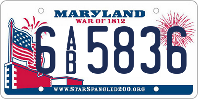 MD license plate 6AB5836