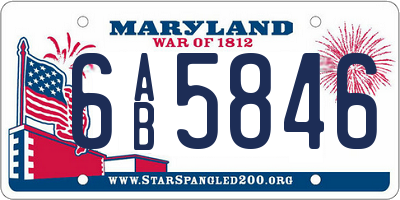 MD license plate 6AB5846
