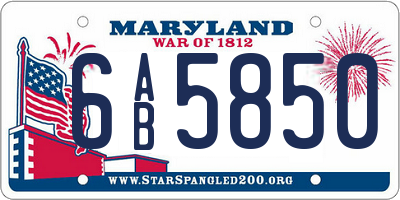 MD license plate 6AB5850