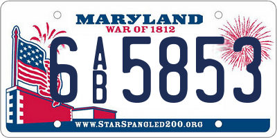 MD license plate 6AB5853
