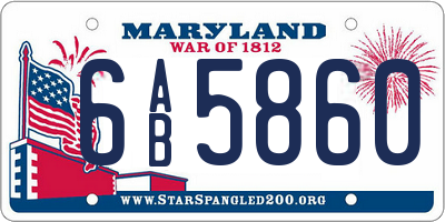 MD license plate 6AB5860